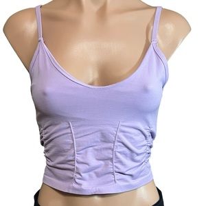 Free People Good Karma Ruched Crop Top spring Blossom Lavender M/L NWOT